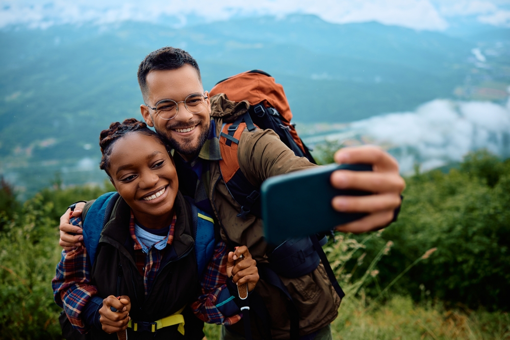 couple taking selfie during their hike